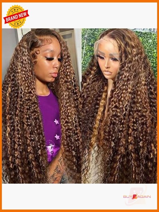 13x6 Deep Wave Lace Front Wig Human Hair 210% Density Pre Plucked 28inch HD main image 4